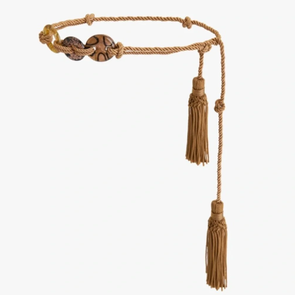 ZARA GLASS APPLIQUÉ ROPE Tassel BELT LIMITED EDITION